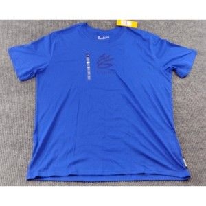 Under Armour Loose Fit T Shirt Blue Men's Steph Curry Logo Size 2XL
